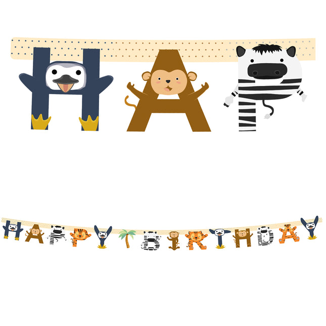 1 Fsc ""Happy Birthday"" Die-Cut Paper Banner - Zoo