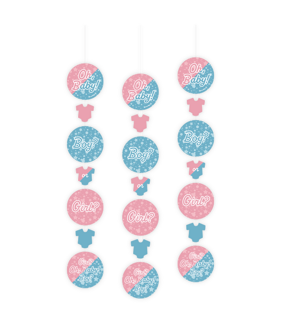 Hangdecoratie Gender Reveal 14cm 3st