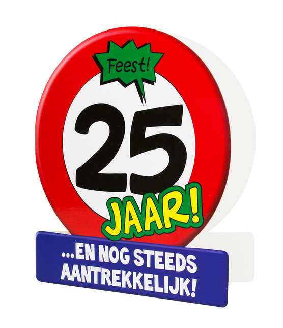 Verjaardagskaart 25 Jaar Verkeersbord 16,5cm