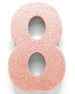 Rose Goud Tafeldecoratie Cijfer 8 Glitter 20,5cm