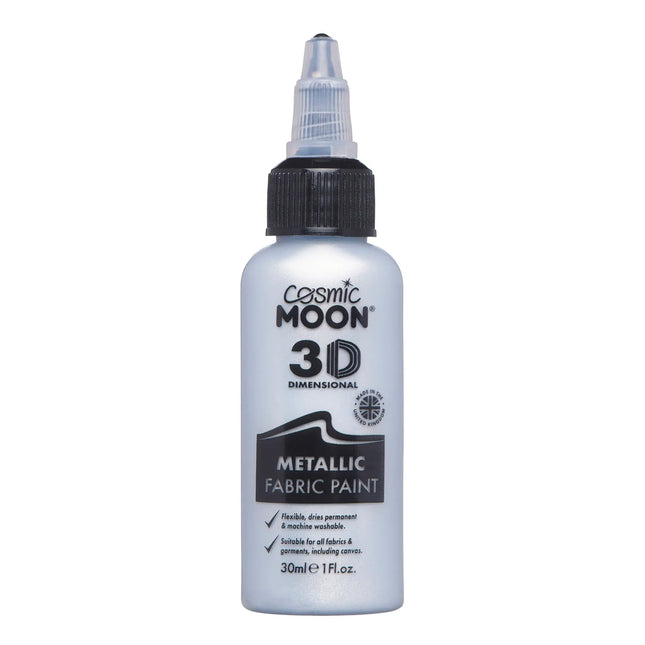 Cosmic Moon Metallic Fabric Paint Silver 30ml