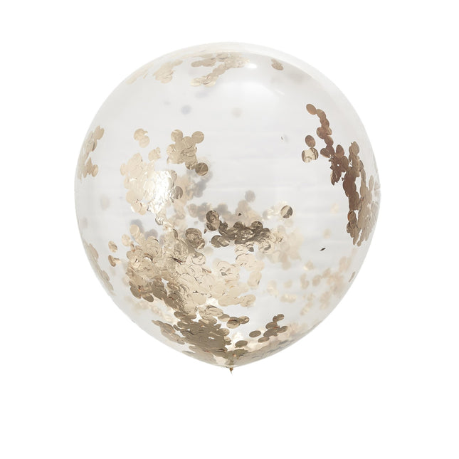 Rose Gouden Confetti Ballonnen 90cm 3st