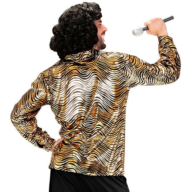 Disco 70S Shirt Goud Heren Tijgerprint