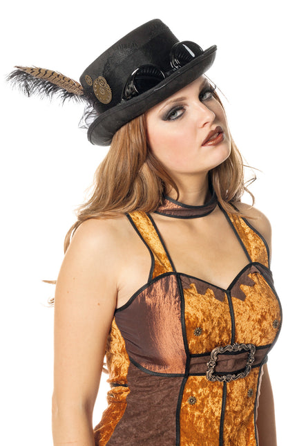 Zwarte Hoed Steampunk Met Bril