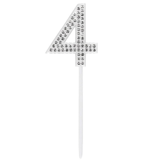 4 Jaar Taarttopper Diamant 10,5cm