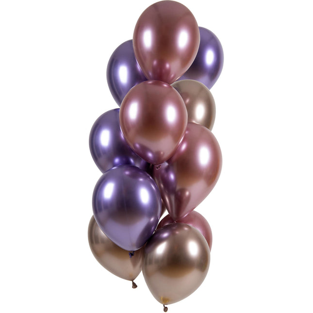 Paars Roze Ballonnen Chroom 33cm 12st