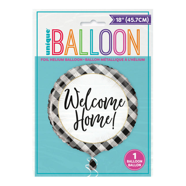 Helium Ballon Welcome Home Zwart 45cm leeg