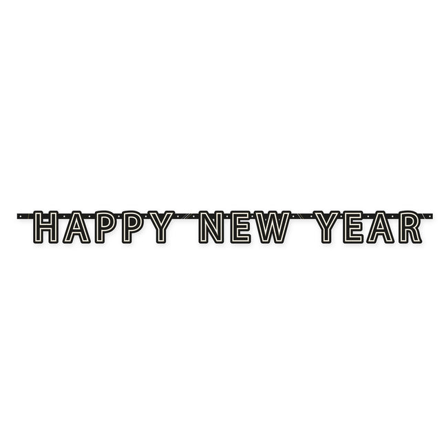 Happy New Year Letterslinger Zwart 1,8m