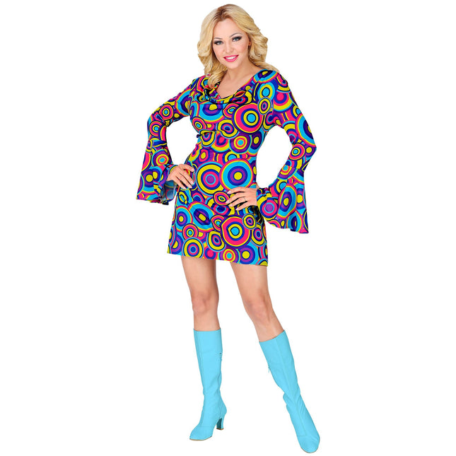 Disco 70S Jurk Blauw Paars Dames