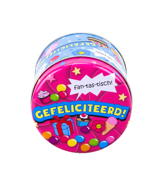 Snoepblik Gefeliciteerd 9cm