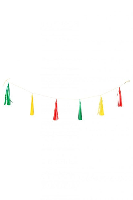 Tassel Guirlande Rood Geel groen 2,25m