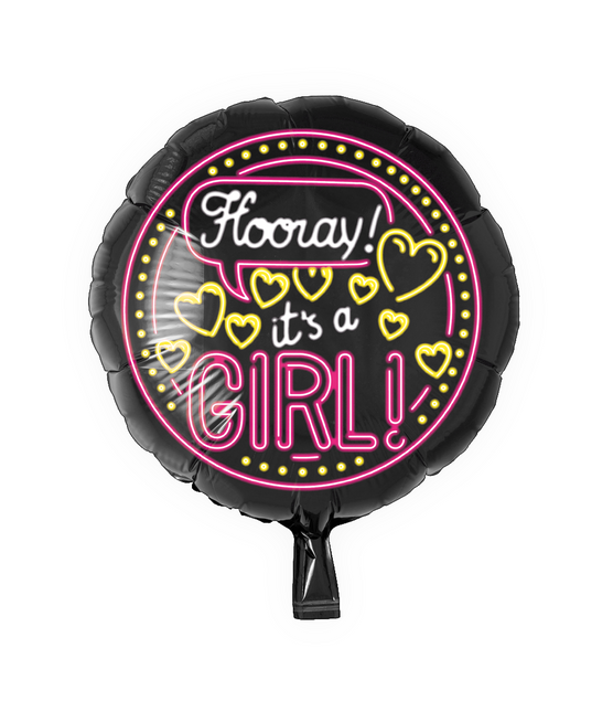 Geboorte Helium Ballon It's a Girl Neon 46cm leeg