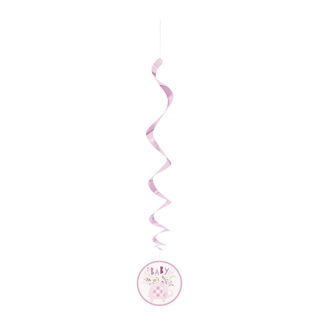 Baby Olifant Hangdecoratie Roze 66cm 3st