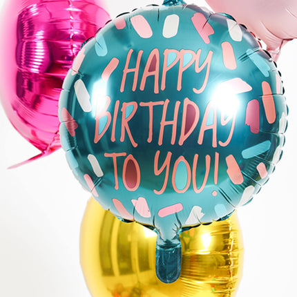 Helium Ballon Verjaardag Happy Birthday Blauw Rose Goud Leeg 45cm