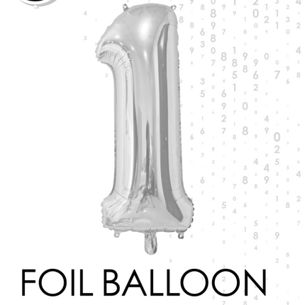 Folieballon Cijfer 1 Zilver 66cm