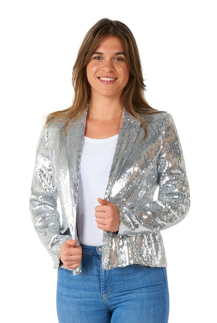 Paillet Zilver Blazer Dames Suitmeister