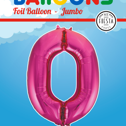 Folie Ballon Cijfer 0 Fuchsia XL 86cm leeg