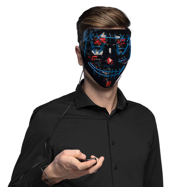 Halloween Led-Masker Killer Smile Blauw