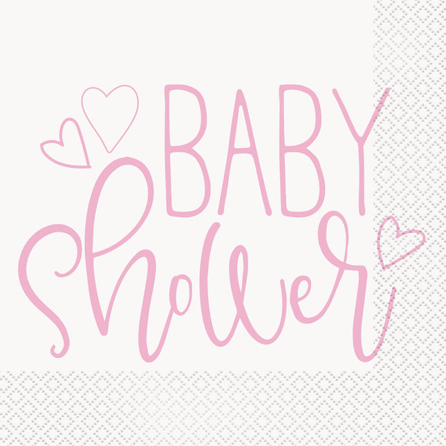 Babyshower Servetten Roze 16st