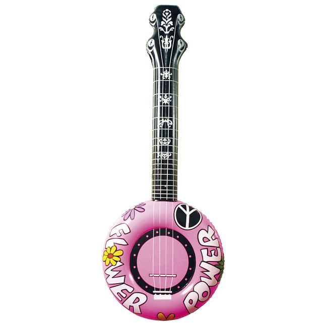 Hippie 60S Nep Banjo Roze Opblaasbaar 1m