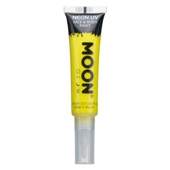 Moon Glow Neon UV Face Paint with Brush Applicator Intense Yellow 15ml