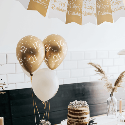 Ballonnen 25 Jaar Goud Wit 30cm 8st