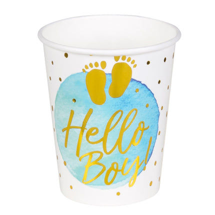 Geboorte Bekers Hello Boy Papier 210ml 10st