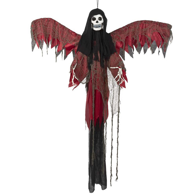 Halloween Vliegend Skelet Rood 198cm