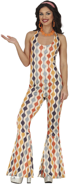 Disco 70S Jumpsuit Gekleurd Dames