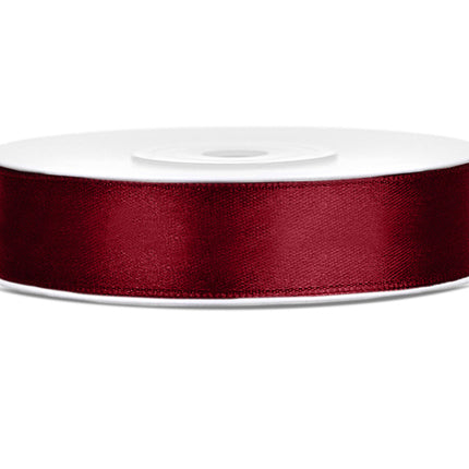 Satijn Lint Bordeaux Rood 12mm 25m