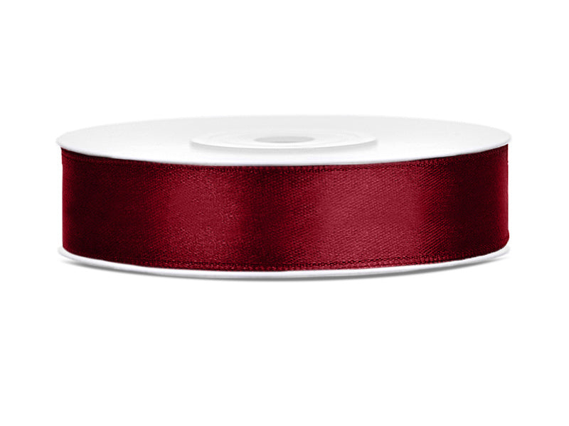 Satijn Lint Bordeaux Rood 12mm 25m