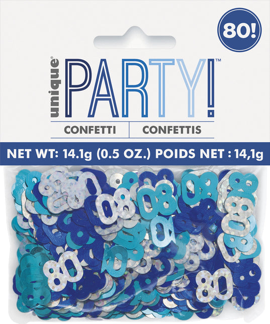 80 Jaar Confetti Zak Blauw 14gr