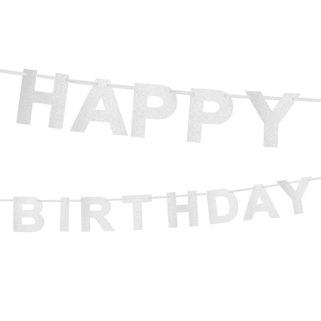 Zilveren Happy Birthday Letterslinger 2,25m