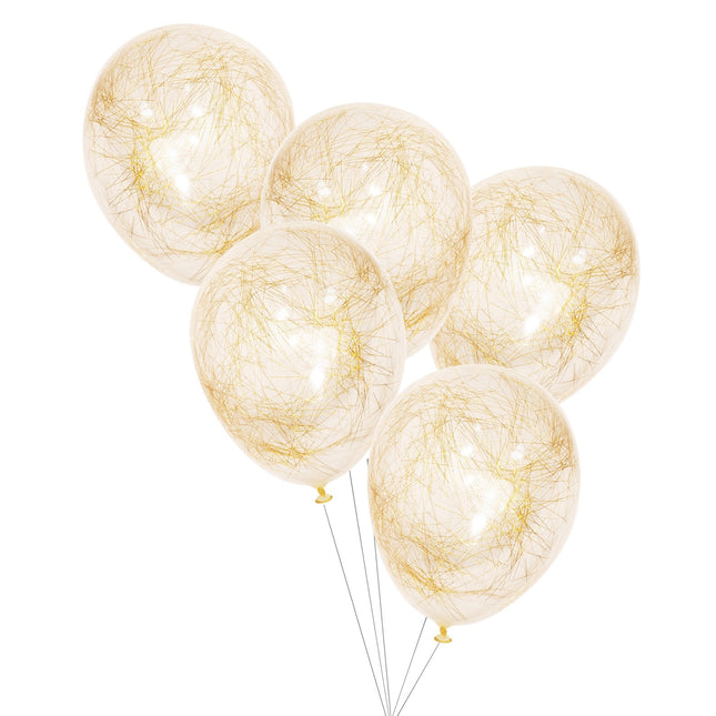 Gouden Confetti Ballon Engelen Haar 30cm 5st