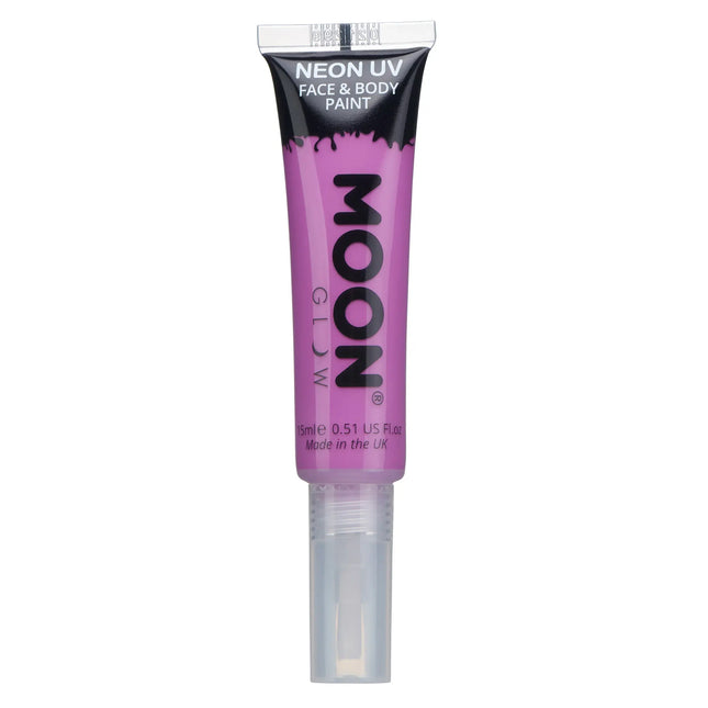 Moon Glow Neon UV Face Paint met Verf Applicator Intense Purple 15ml