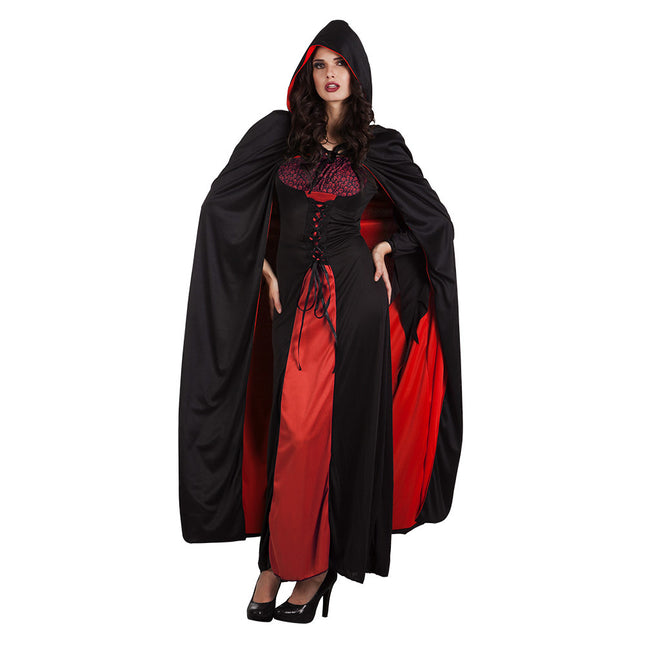 Halloween Cape Omkeerbaar Zwart Rood 1,7m