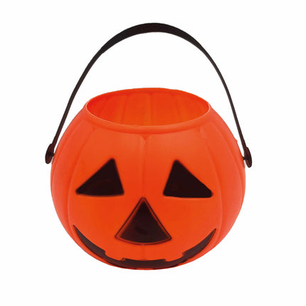 Oranje Halloween Snoep Emmer Pompoen 15cm