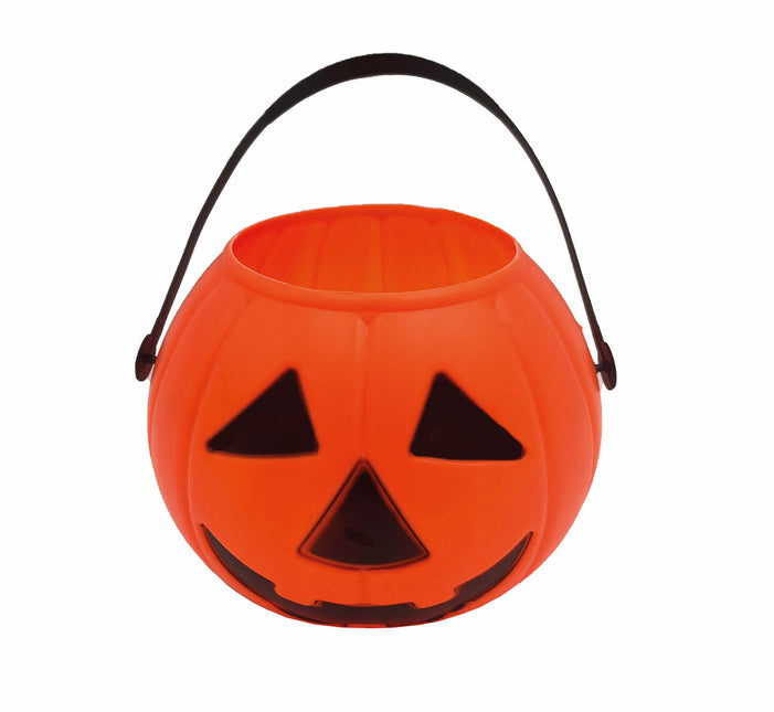 Oranje Halloween Snoep Emmer Pompoen 15cm