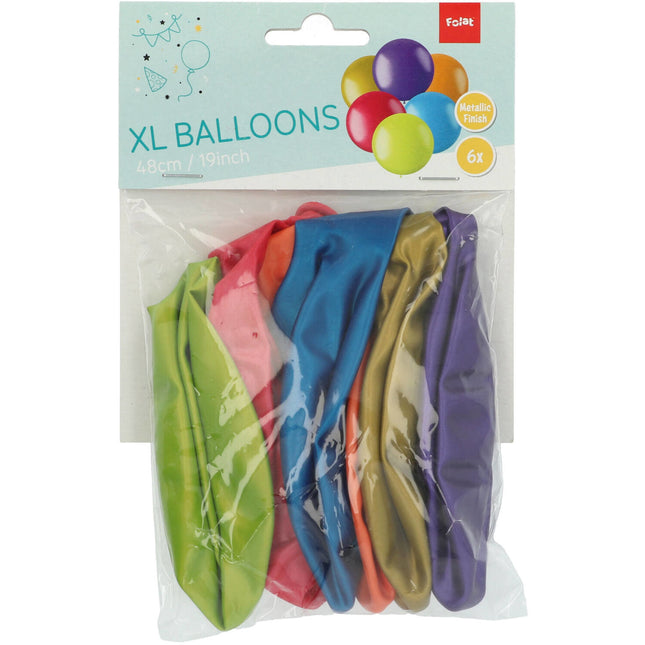 Ballonnen Metallic Gekleurd 48cm 6st