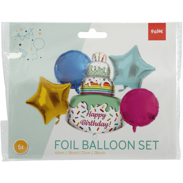 Helium Ballon Taart Set Leeg 5 delig