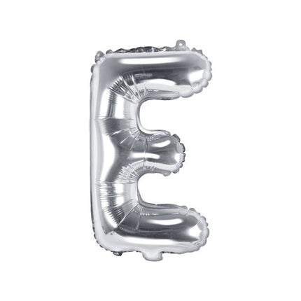 Folie Ballon Letter E Zilver Leeg 35cm