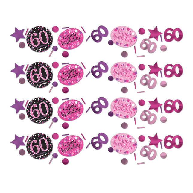 Tafelconfetti 60 Jaar Happy Birthday Roze 34gr