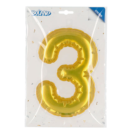 Gouden 3 Jaar Stickers Folieballon 20cm