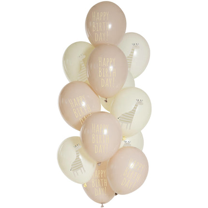 Happy Birthday Ballonnen Giraffe 33cm 12st