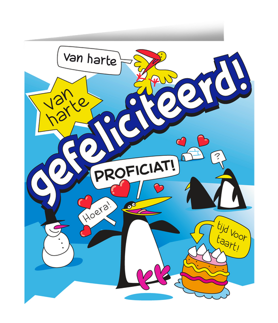 Verjaardagskaart Gefeliciteerd Cartoon 16,5cm