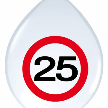 Ballonnen 25 Jaar Verkeersbord 30cm 8st