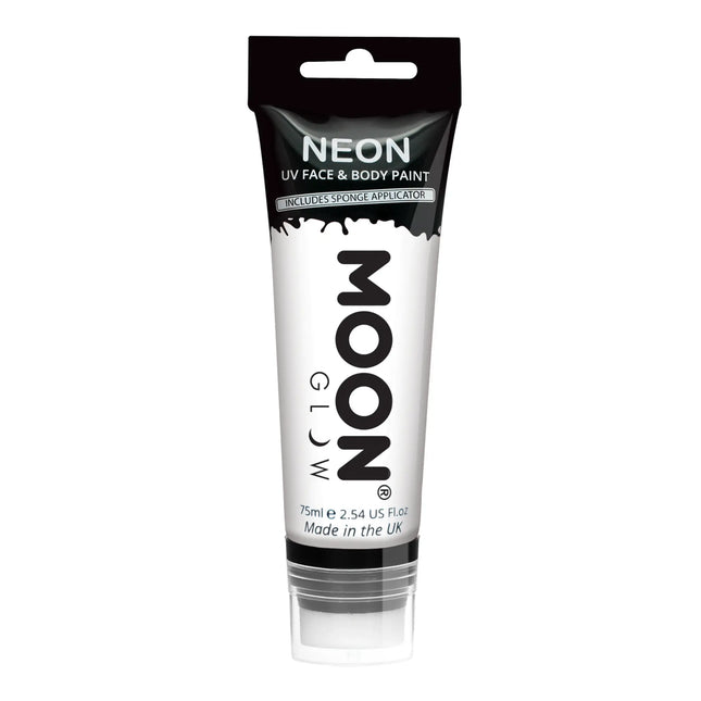 Moon Glow Neon UV Face Paint Met Spons Applicator White 75ml