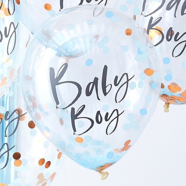 Blauwe Confetti Ballonnen Baby Boy 30cm 5st