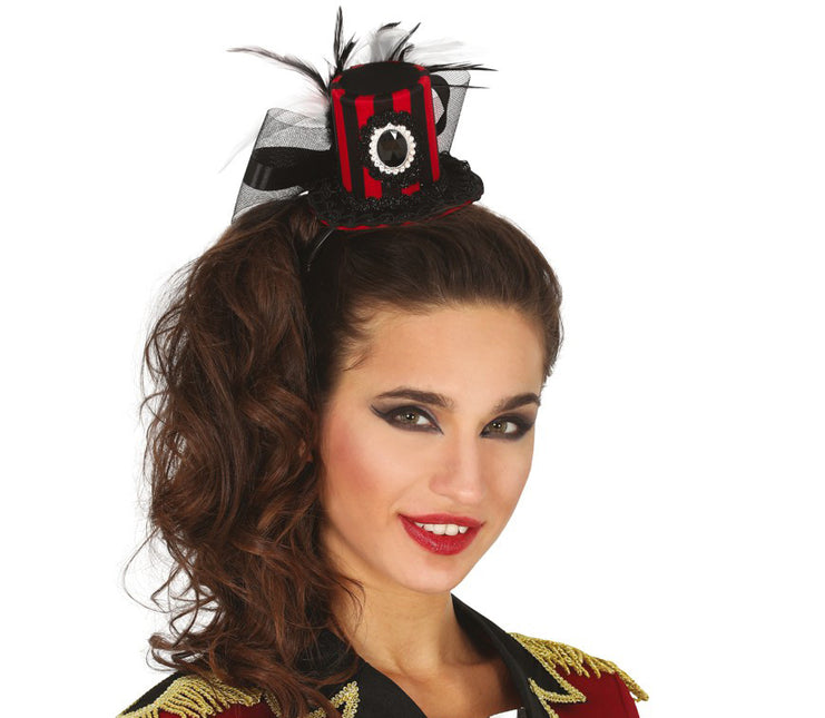 Halloween Tiara Minihoed Zwart Rood