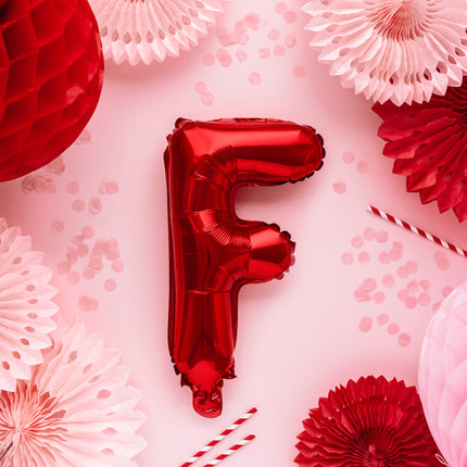 Folie Ballon Letter F Rood Leeg 35cm